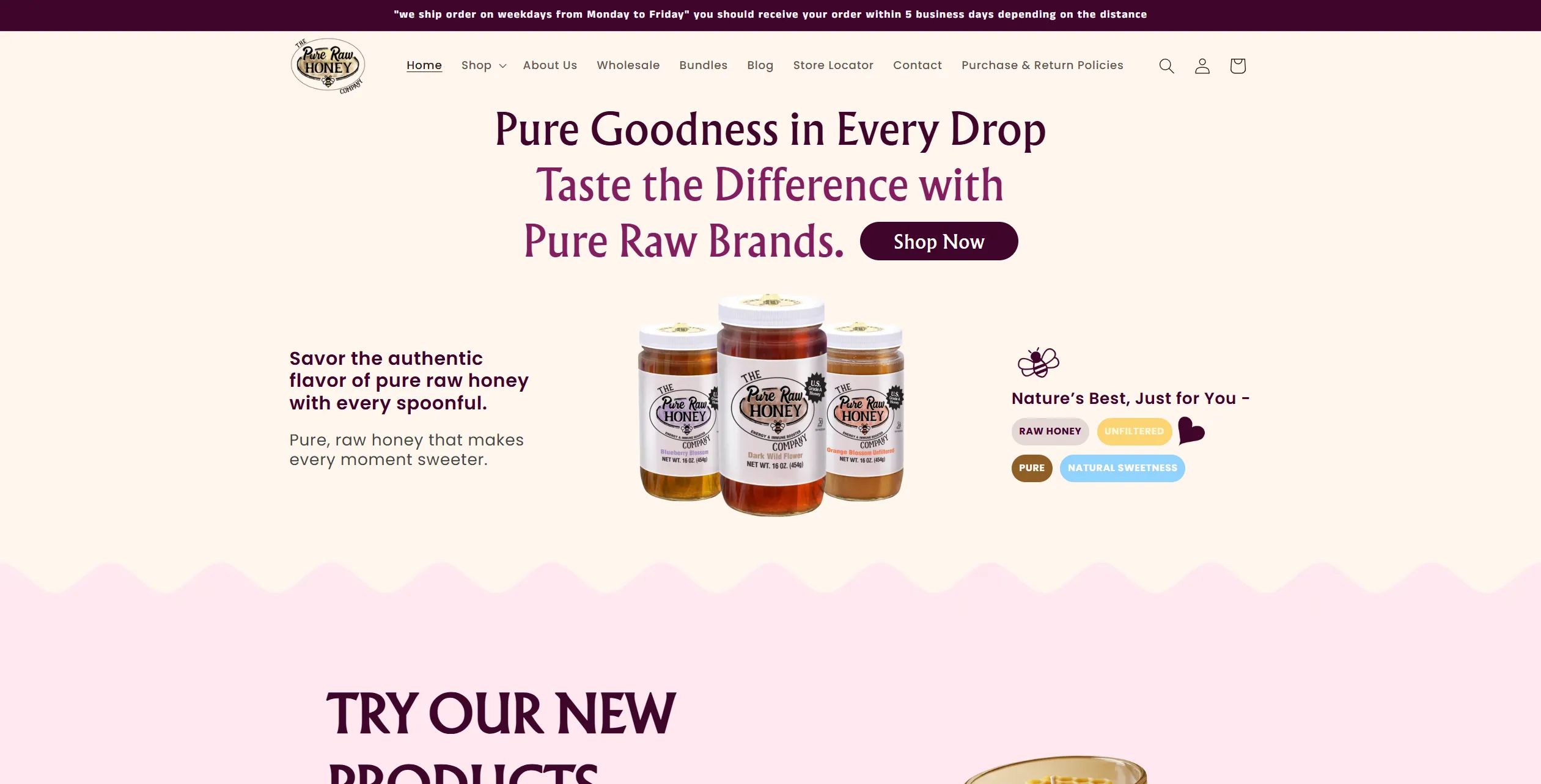 Online store for a natural foods brand