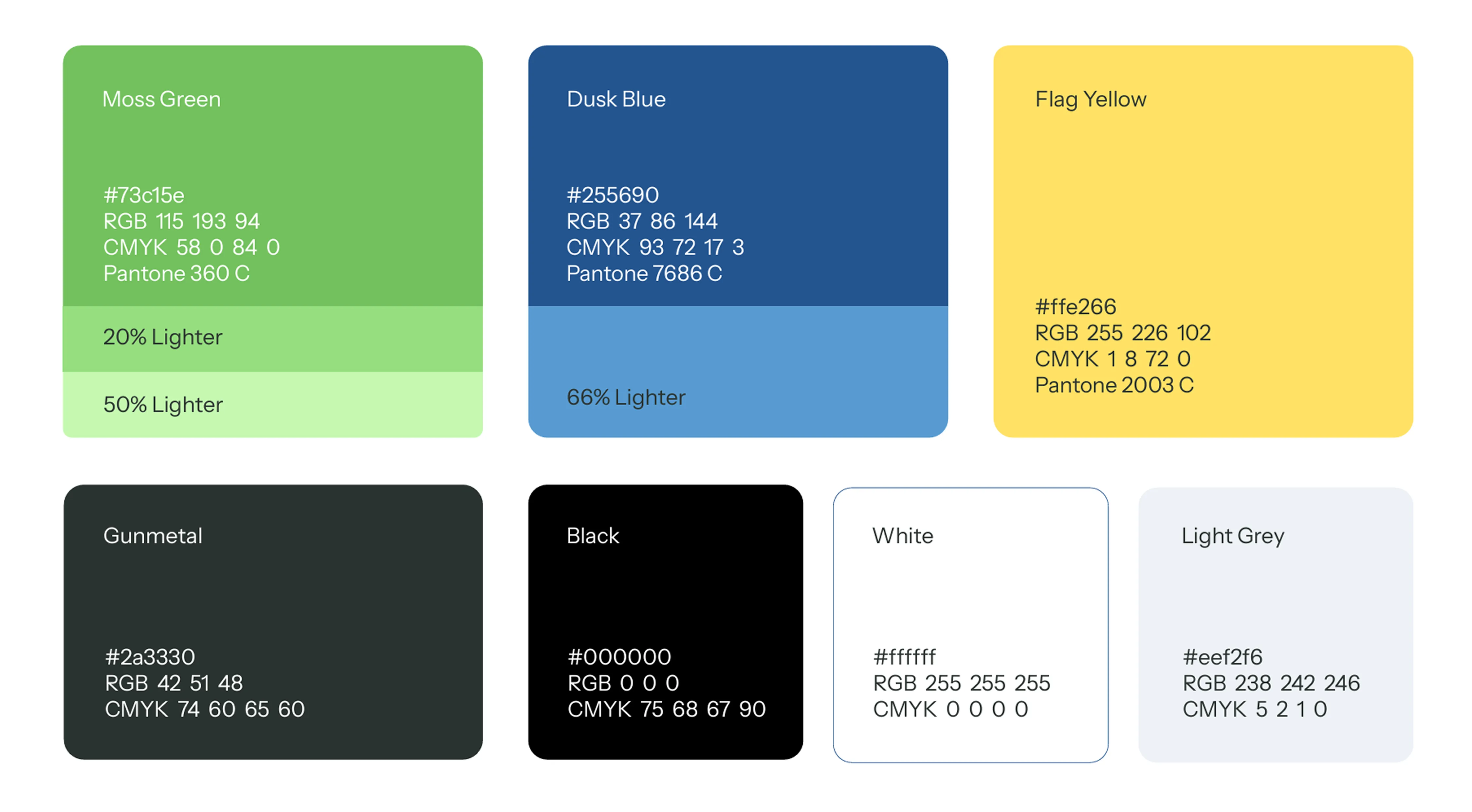 Divot Board color palette: moss green, dusk blue and flag yellow